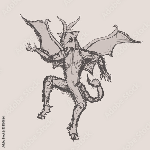 Satanic creature draw