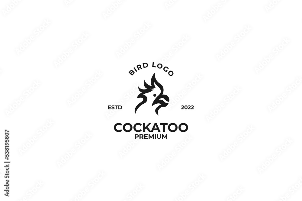 Flat cockatoo head logo design vector template illustration Flat cockatoo head logo design vector template illustration