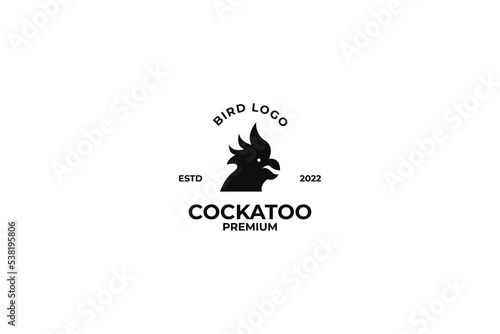 Flat cockatoo head logo design vector  template illustration