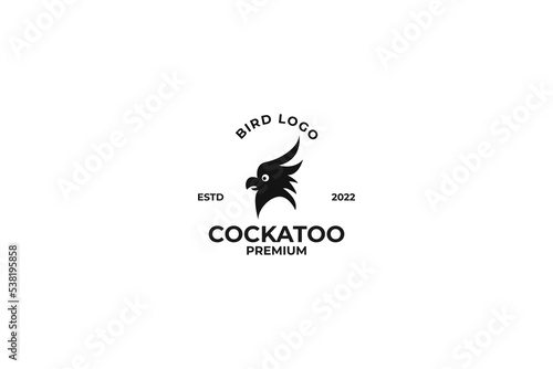 Flat cockatoo head logo design vector  template illustration