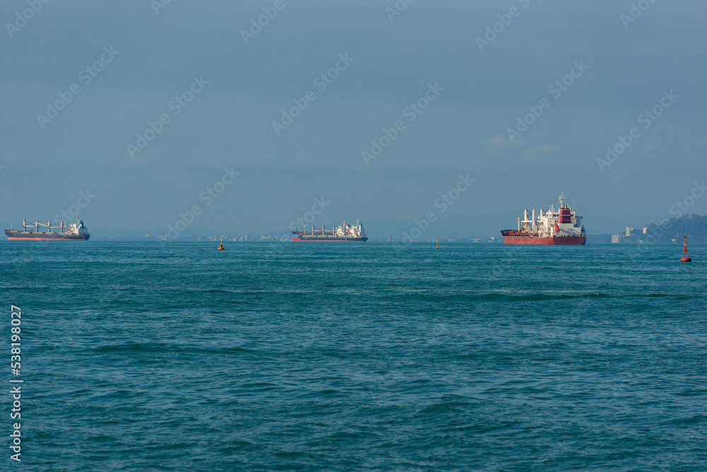 Seascape with tankers and other ships
