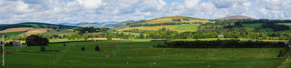 Panorama of scottish landscape near Blairgowrie, Scotland