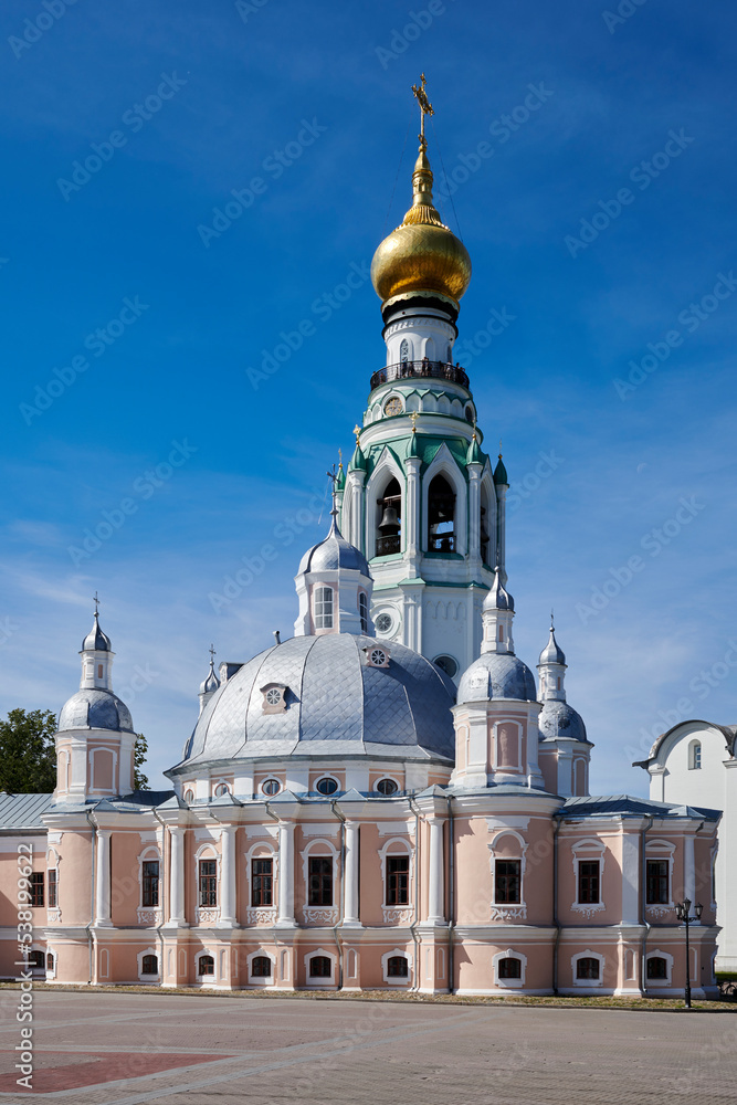 Russia. Vologda. Kremlin Square. Resurrection Cathedral, behind it the bell tower of St. Sophia Cathedral