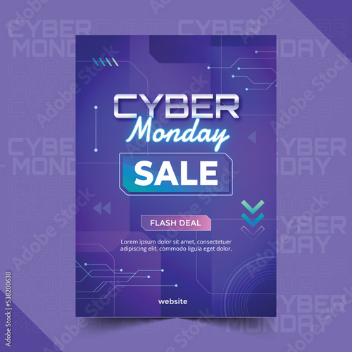 gradient cyber monday vertical poster template vector design illustration