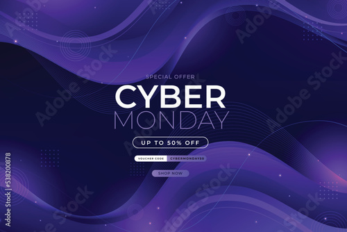gradient wavy cyber monday background vector design illustration