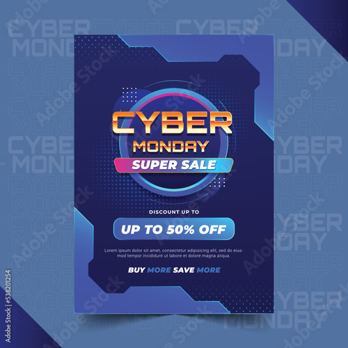 gradient cyber monday vertical poster template vector design illustration