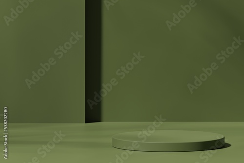 One podium on a green background, 3d render