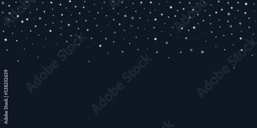 Silver stars vector background, sparkling Christmas confetti falling isolated on white. magic shining flying stars glitter backdrop, sparkle border