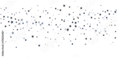 Silver stars vector background, sparkling Christmas confetti falling isolated on white. magic shining flying stars glitter backdrop, sparkle border © Good Goods
