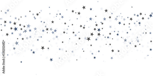 Silver stars vector background, sparkling Christmas confetti falling isolated on white. magic shining flying stars glitter backdrop, sparkle border