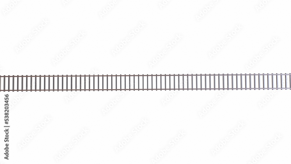 Single curved railroad track isolated on white background 3d-rendering Single curved railroad track isolated on white background 3d-rendering