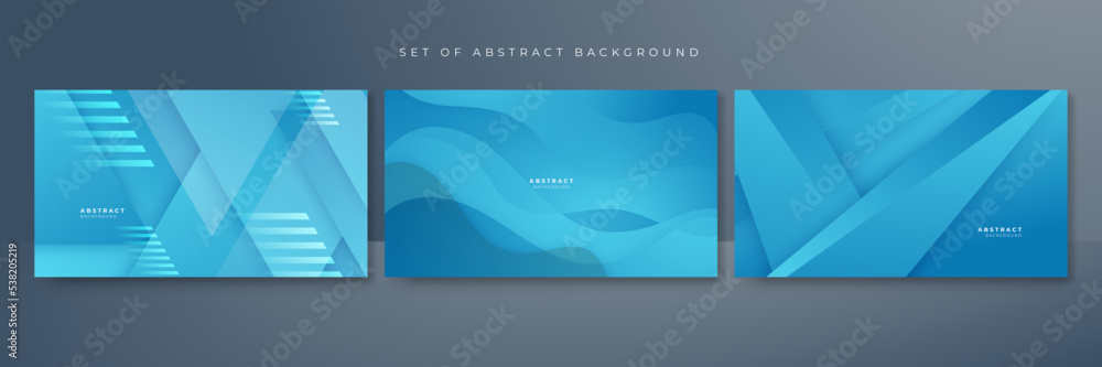 Set of modern blue abstract background with corporate concept and modern trendy fresh color for presentation design, flyer, social media cover, web banner, tech banner, business, and webinar