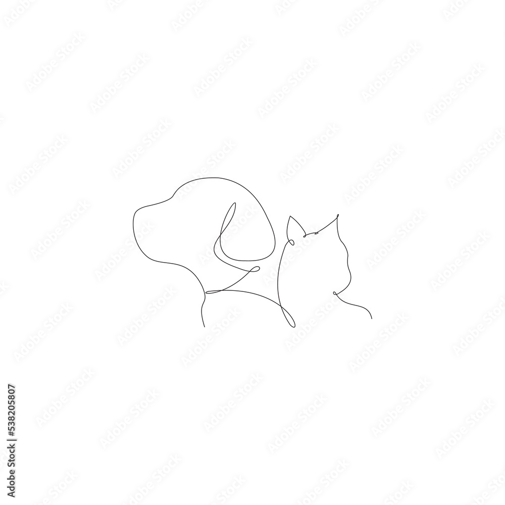 continuous line drawing of dog and cat Stock Vector Adobe Stock