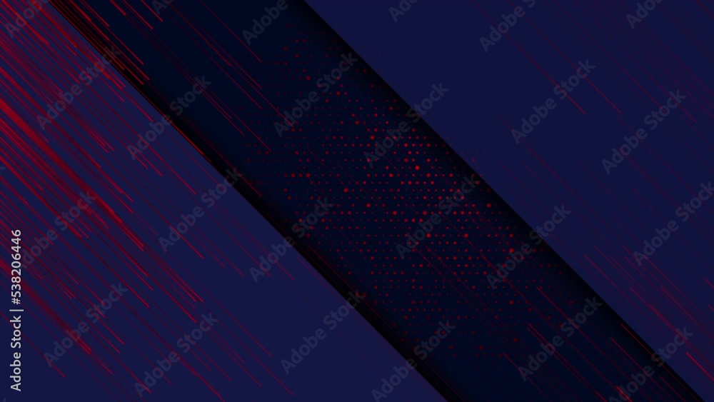 Red lines and dots on dark blue abstract background. Seamless looping ...
