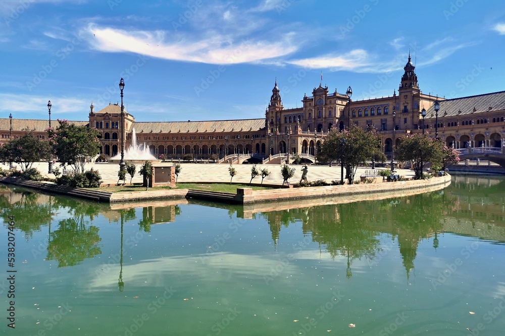 water pool in the Plaza de Espana in Seville