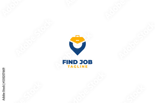 Flat pin job logo design vector template illustration