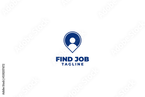 Flat pin job logo design vector template illustration