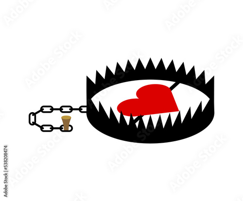Love in trap. Heart in mousetrap. Vector illustration