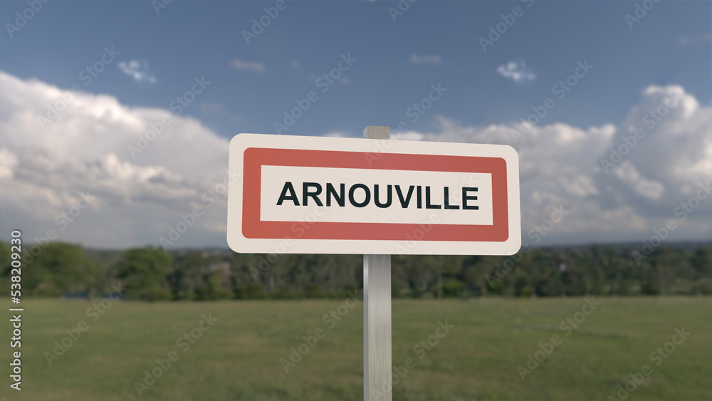 Panneau de la ville de Arnouville. Entrée dans la municipalité.