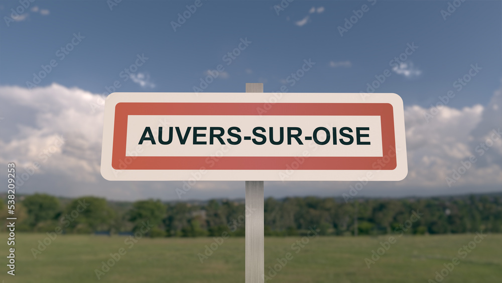 Panneau de la ville de Auvers-sur-Oise. Entrée dans la municipalité.
