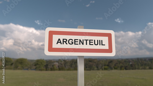 Obraz na plátně Panneau de la ville de Argenteuil. Entrée dans la municipalité.