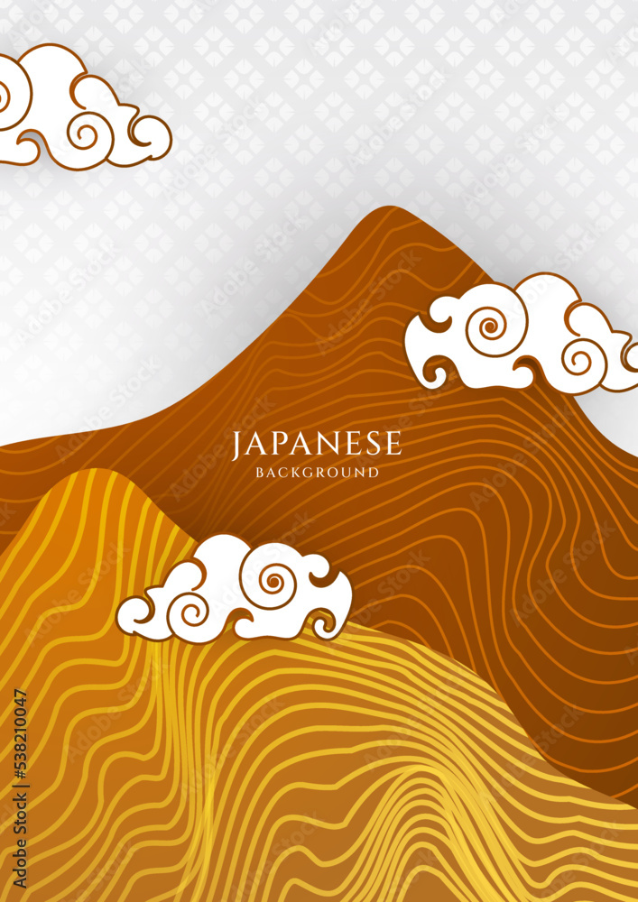 Naklejka premium Modern Japanese style poster design background. Vector illustration. Abstract background set. Japanese pattern design. Traditional of Japan. Asian poster concept. Vintage art.