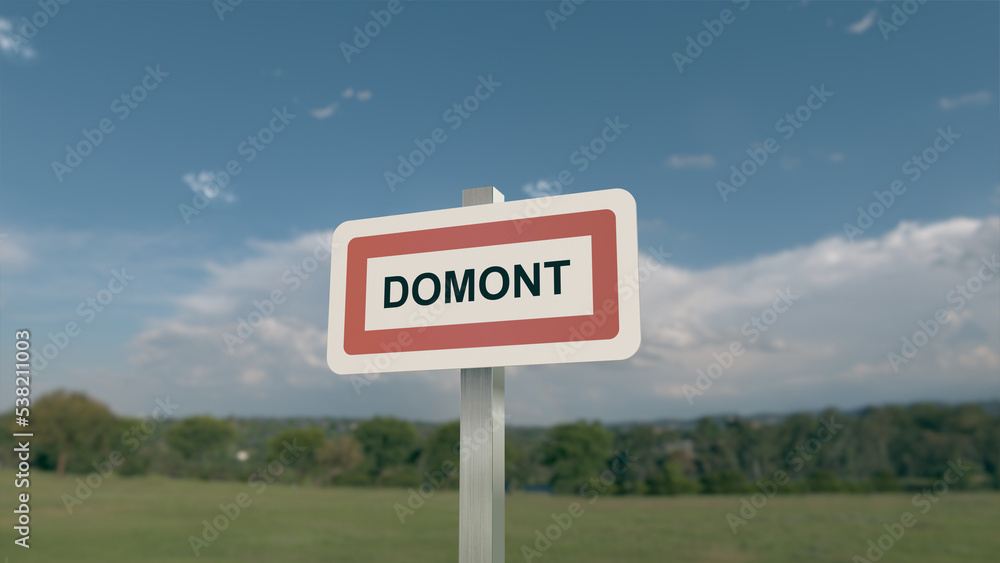 Panneau de la ville de Domont. Entrée dans la municipalité.