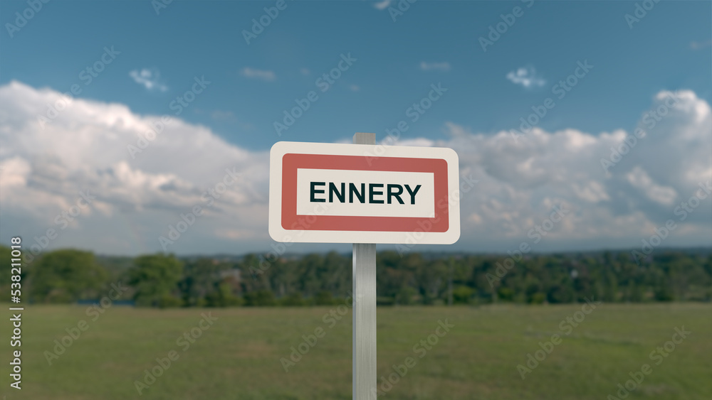 Panneau de la ville de Ennery. Entrée dans la municipalité.