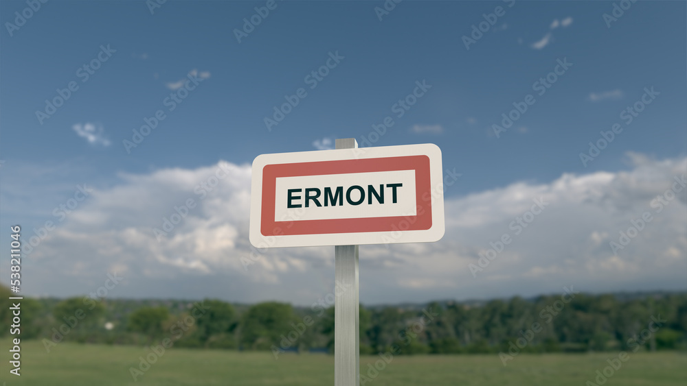 Panneau de la ville de Ermont. Entrée dans la municipalité.