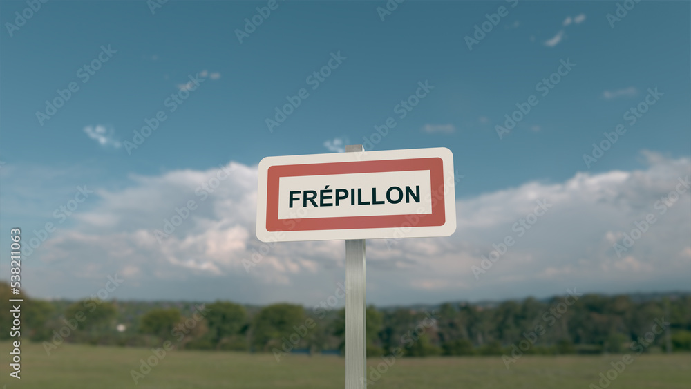 Panneau de la ville de Frépillon. Entrée dans la municipalité.