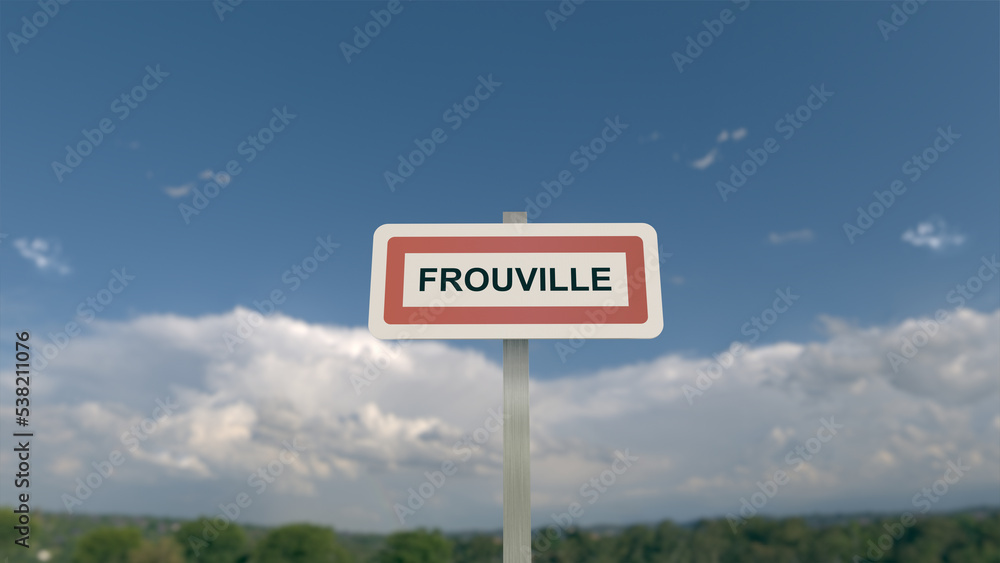 Panneau de la ville de Frouville. Entrée dans la municipalité.
