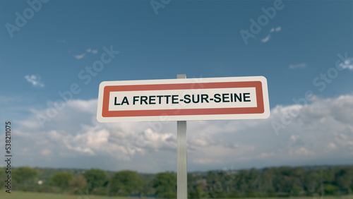 Panneau de la ville de La Frette-sur-Seine. Entrée dans la municipalité.