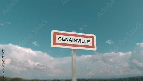 Panneau de la ville de Genainville. Entrée dans la municipalité.