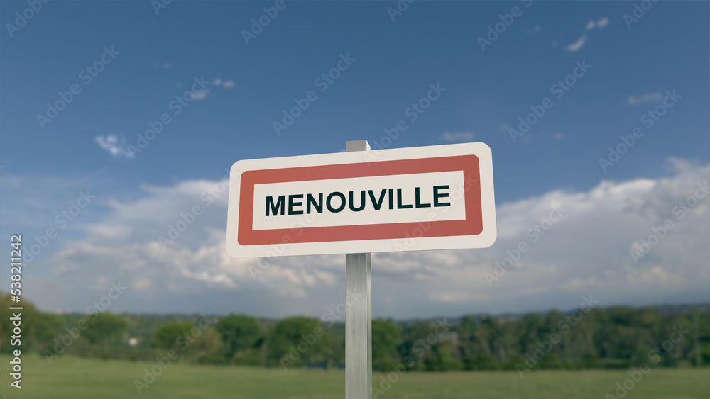 Panneau de la ville de Menouville. Entrée dans la municipalité.