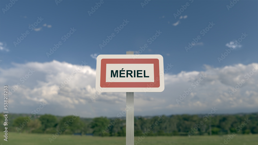Panneau de la ville de Mériel. Entrée dans la municipalité.