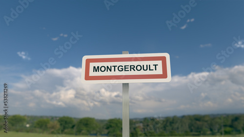 Panneau de la ville de Montgeroult. Entrée dans la municipalité.