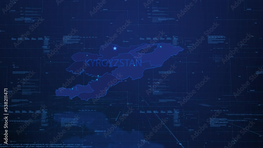 visualization of the map in the virtual space Head-Up Display, Kyrgyzstan visualization of the map in the virtual space Head-Up Display, Kyrgyzstan