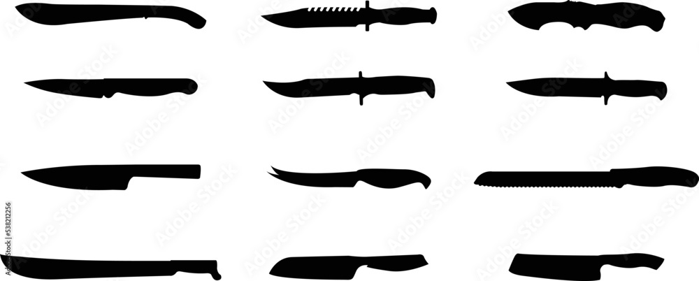 A vector collection of knives and blades for artwork compositions A vector collection of knives and blades for artwork compositions