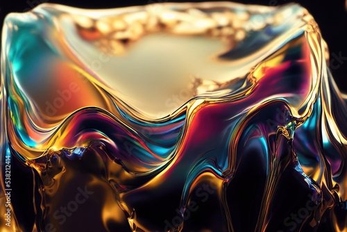 abstract liquid molten glass illustration. Generative AI