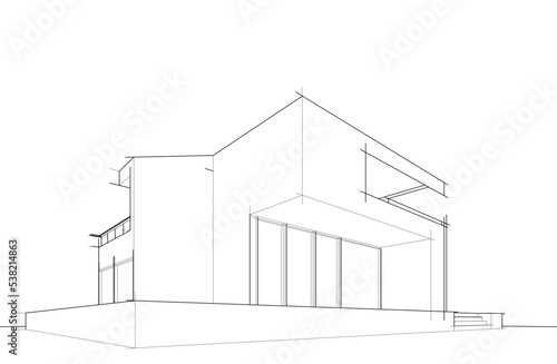 architectural sketch of a house