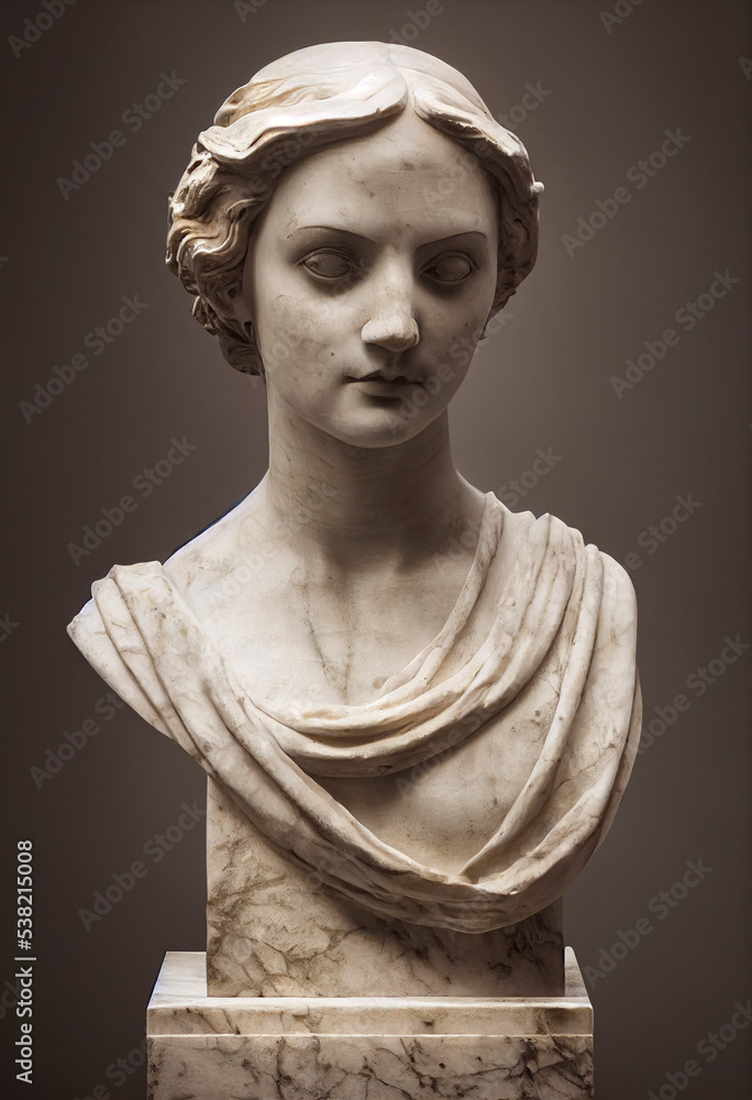 Greek woman statue, marble bust