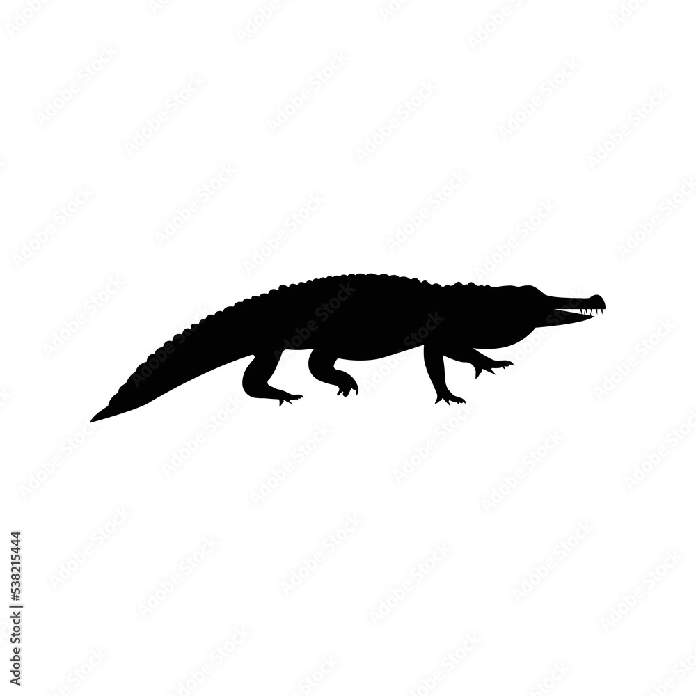 Fototapeta premium Wild alligator caiman crocodile icon | Black Vector illustration |