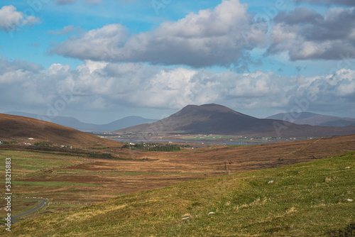 Cliffs and mountain on irish coast, county Mayo, Irish nature landscape.