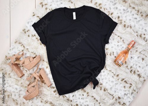 Black shirt Bella Canvas 3001 T-shirt Mock up	Women Shirts photo