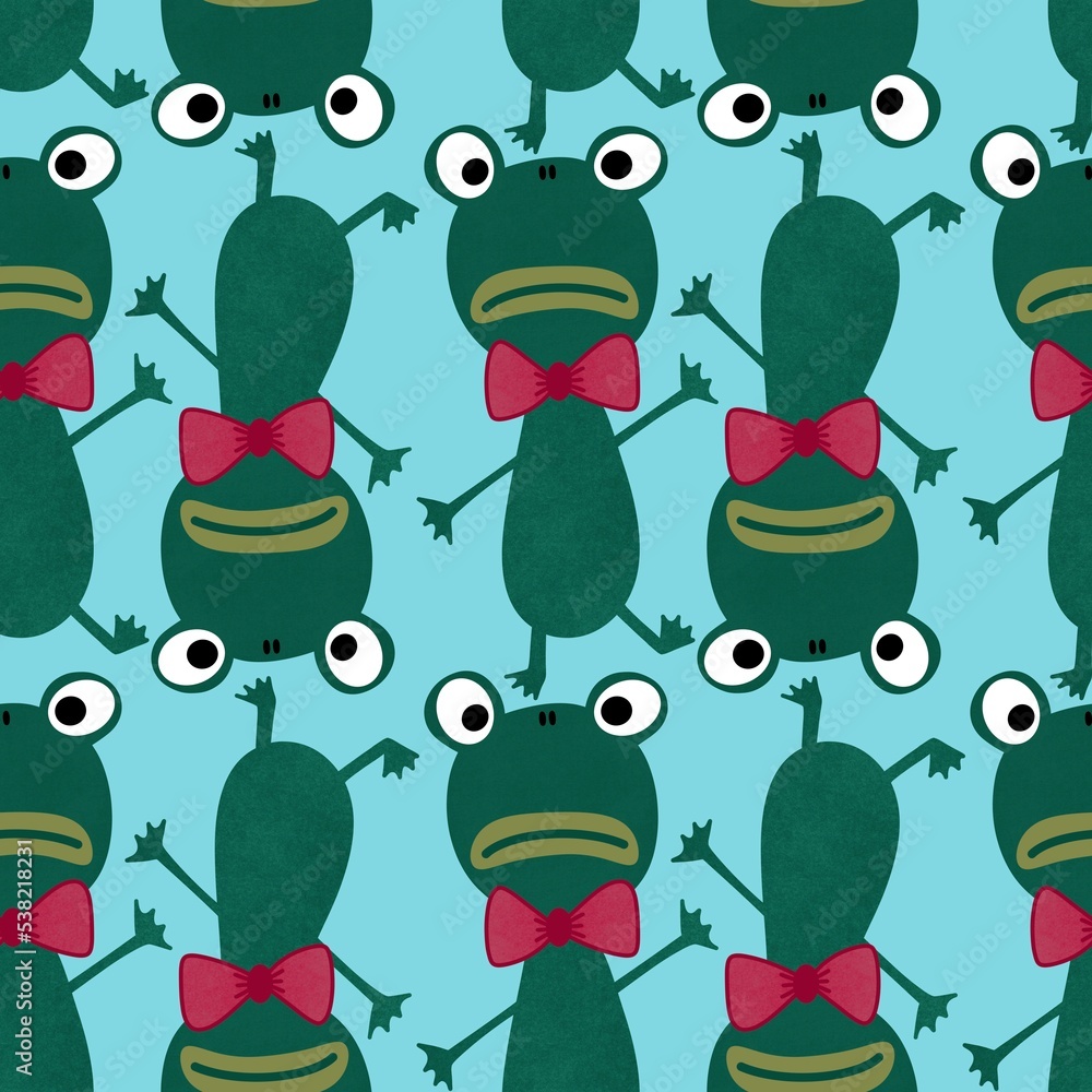 Obraz premium Animals cartoon seamless doodle frogs pattern for wrapping paper and kids clothes print and fabrics