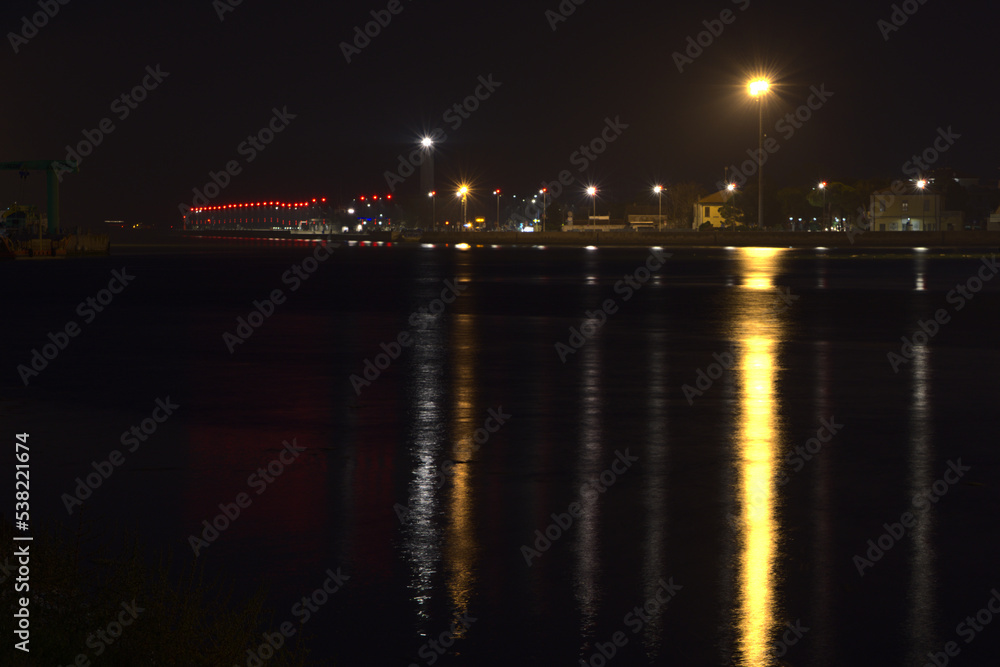 night view of the harbor