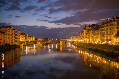 The Arno River at Night from the Ponte Vecchio.