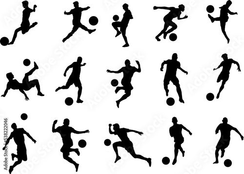 A vector collection of footballer silhouettes for artwork compositions