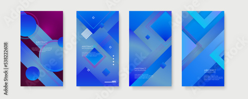 Vector set of abstract creative backgrounds in minimal trendy style with copy space for text - design templates for social media stories. Abstract background for social media marketing, ads, poster