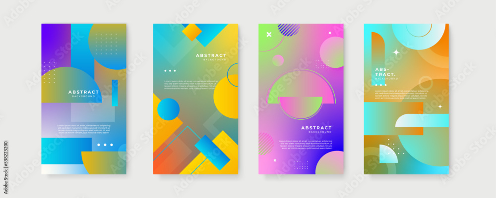 Abstract colorful colourful background for story social media template design. Vector set of abstract creative backgrounds in minimal trendy style with copy space